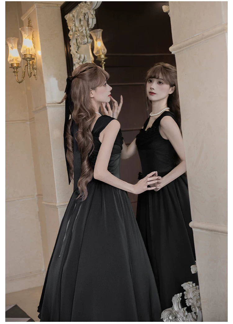 For Beloved - Classic Lolita Satin JSK Dress Set, Fishbone Waist