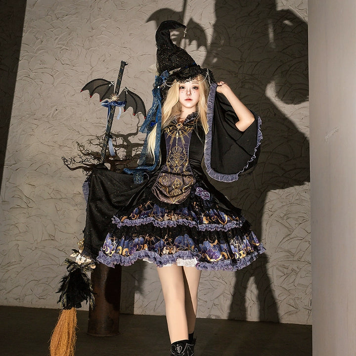 YingLuoFu~Astro Cat~Gothic Lolita OP Suit Witch Lolita Dress and Shawl