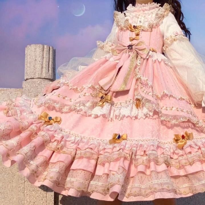 Fishing boss~Elegant Lolita Flounce Hemline Princess Dress Multicolors 19178:270414