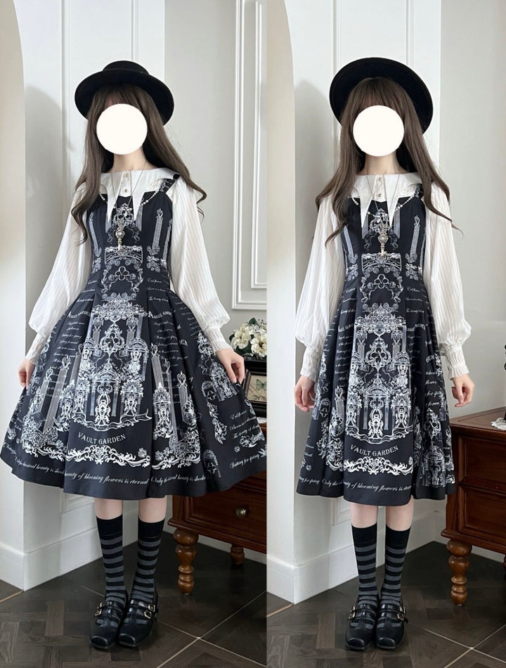 Vault Design~Angel Garden~Elegant Lolita JSK Six-panel Lolita Black Dress