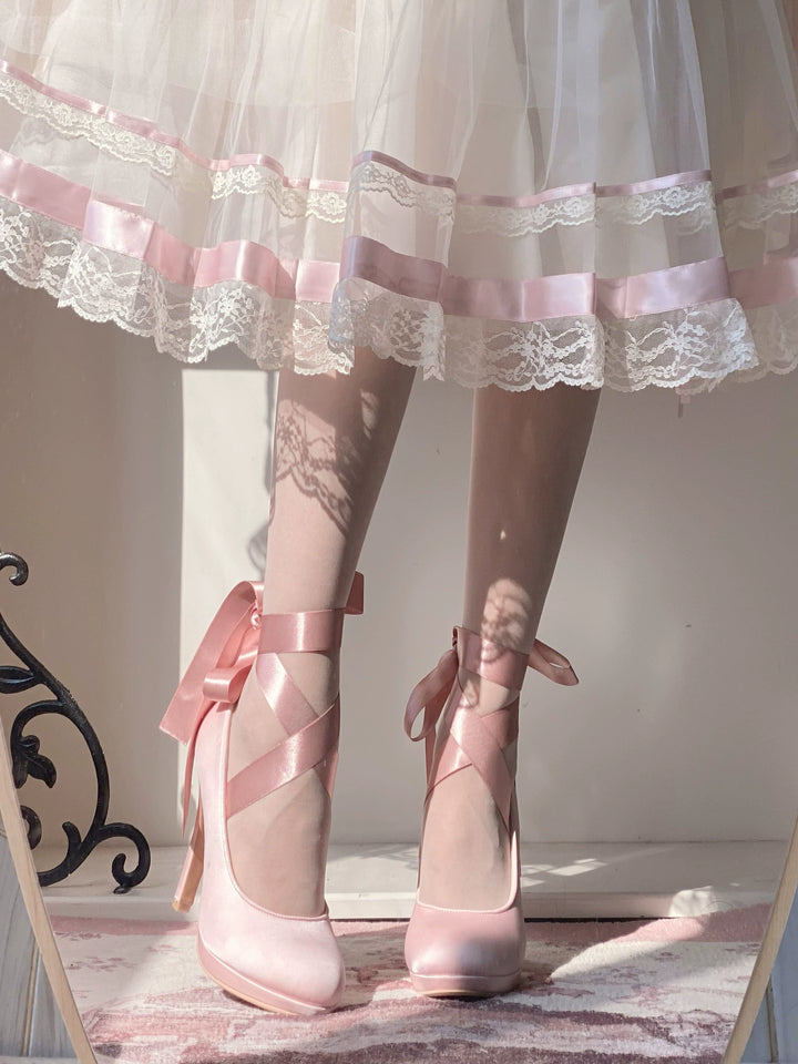 Pure Tea For Dream~Butterfly Specimen~Ballet Style Lolita Shoes Elegant Platform Lolita Heels   