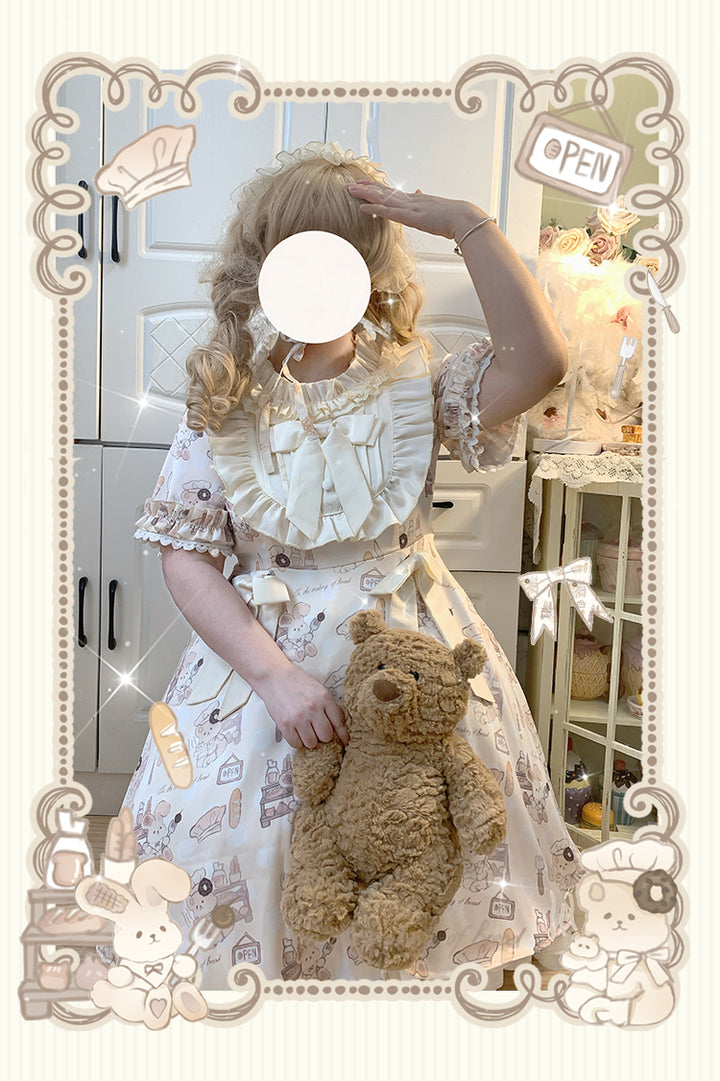 Naomistudio~Cartoon Dogs~Sweet Lolita OP Bows Dress Plus OP   