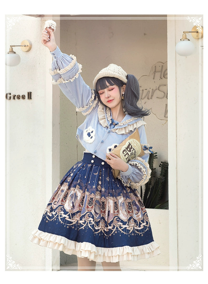 YingLuoFu - Winter Lolita Skirt Set - Starry Court Retro Palace SK Cloak