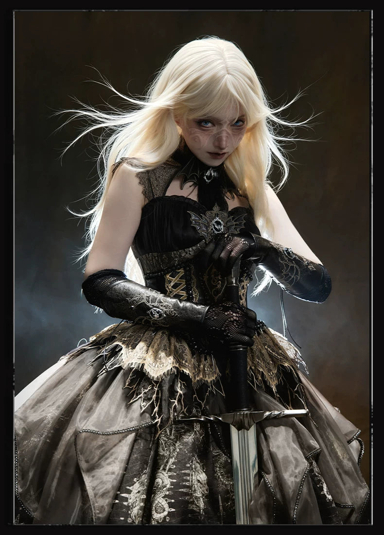 Bone Dragon - Gothic Lolita Corset JSK Dress Set with Embroidery 45654:856840