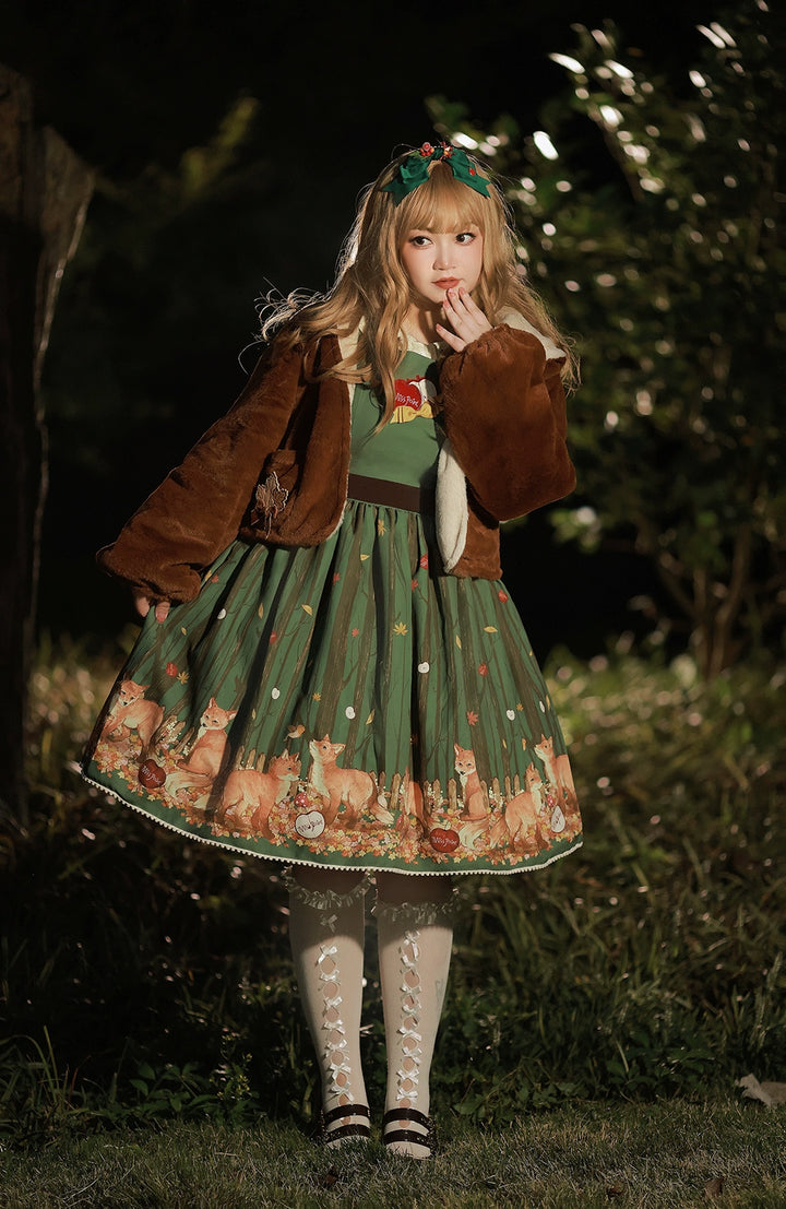 (BFM)Miss Point~Fat Fox in the Forest~Kawaii Lolita JSK Fairy Tale Forest Style Vest Dress   