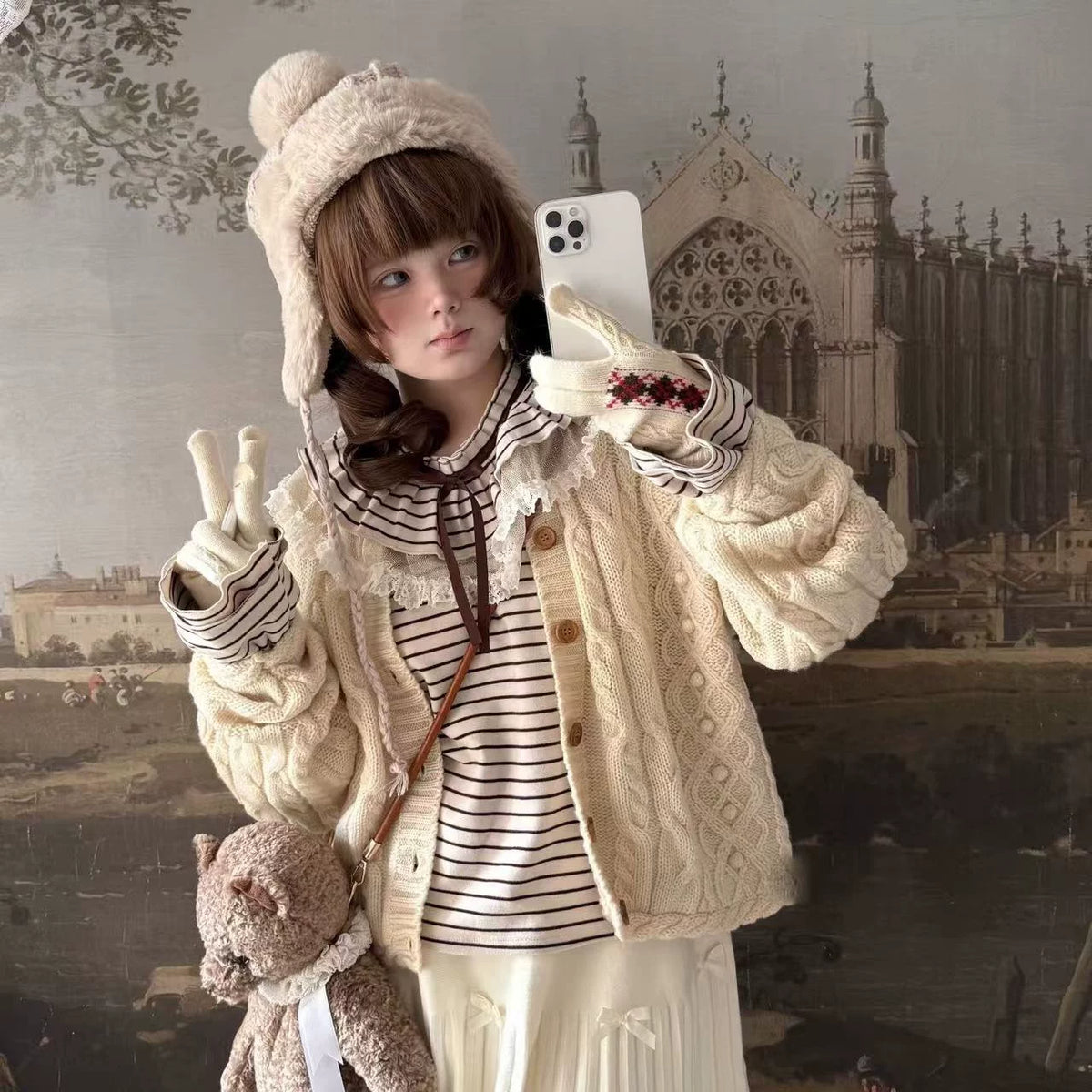 Himawari - Sweet Lolita Long Sleeve Blouse, Tiered Ruffle Collar 45973:869684