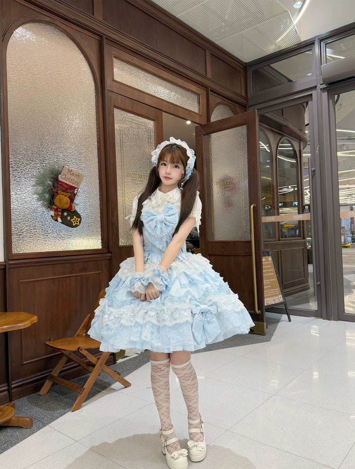 Mengfuzi~Showa Doll~Old School Lolita JSK Dress Tiered Skirt