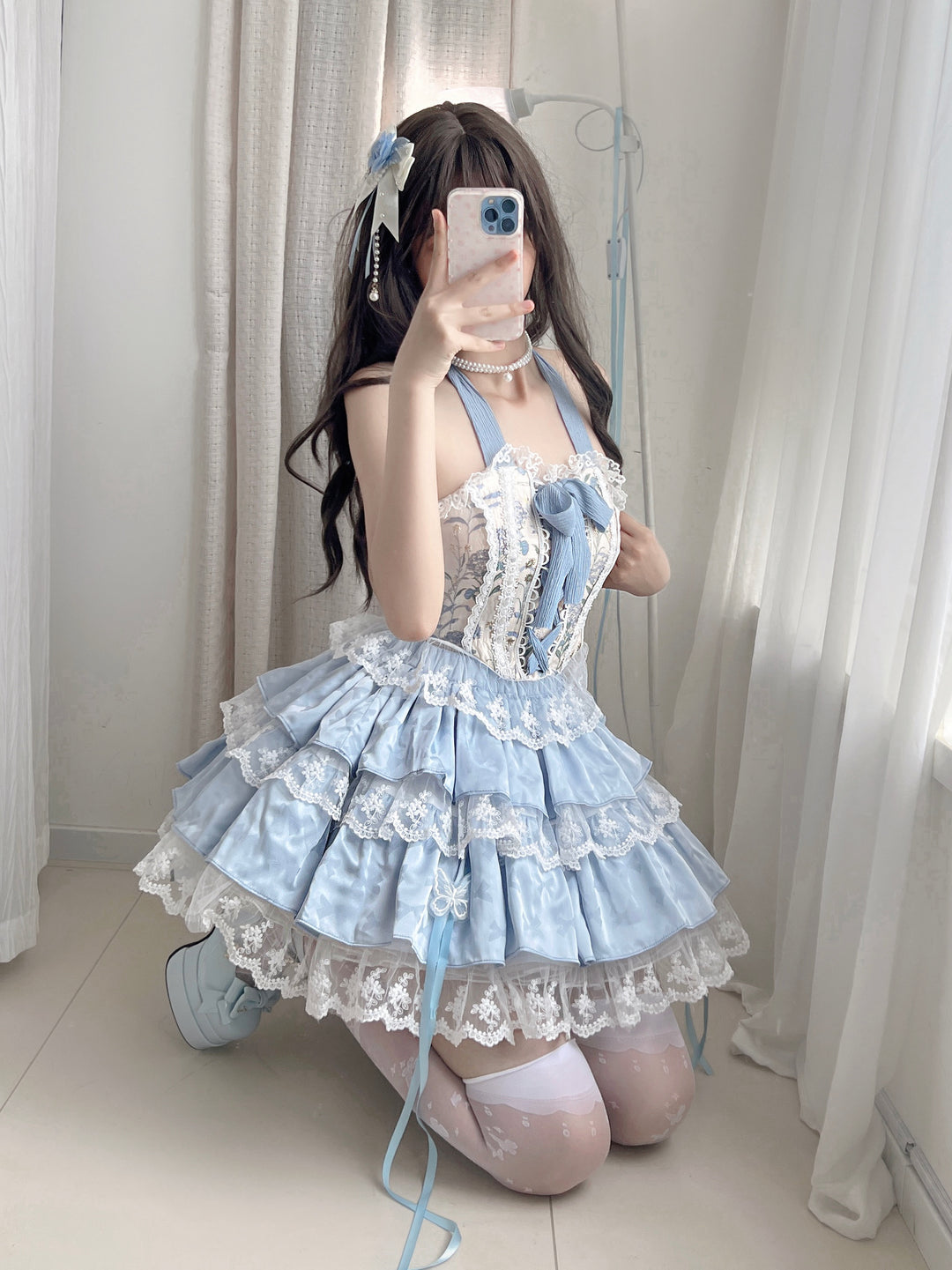 Qianmu~Endless Summer~Sweet Lolita Skirt Set with Ballet-Styled Bodice 42404:739172