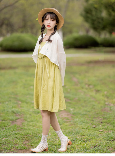 Chixia~Spring Dawn~Han Lolita Summer HanFu Dress short shirt+jsk dress (send pendant) S 