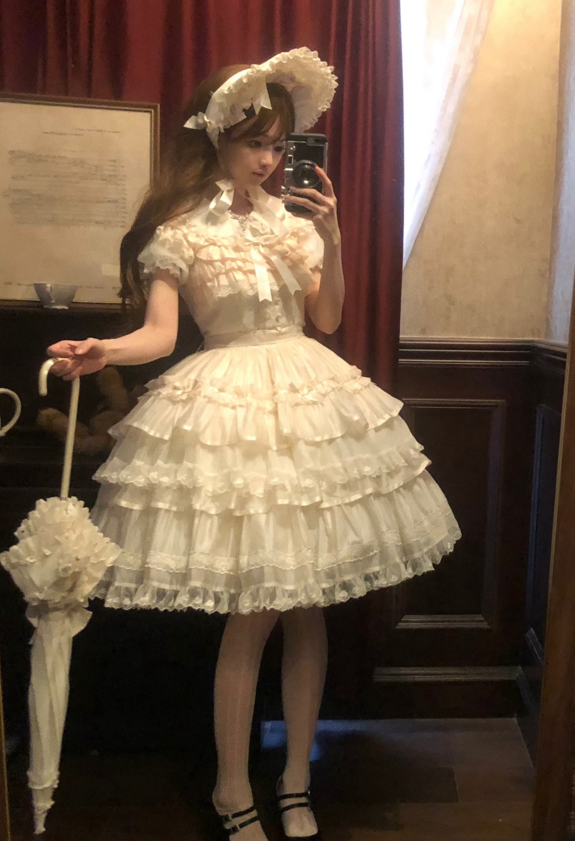 The Seventh Doll - Summer Evening Banquet - Sweet Lolita JSK with Tiered Ruffle Design and Hat 42722:750935