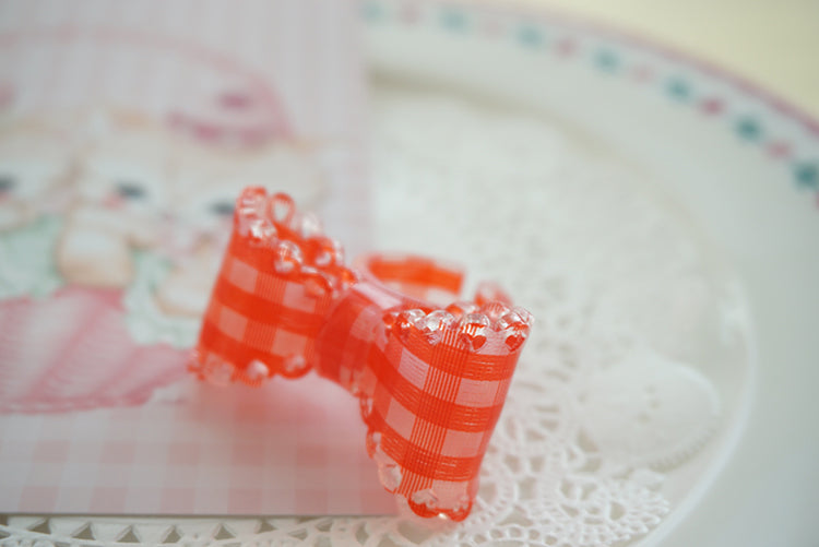 (Buyforme)Cat Tea Party~ Sweet Lolita Bow Ring and Necklace red grid ring 15202:199870