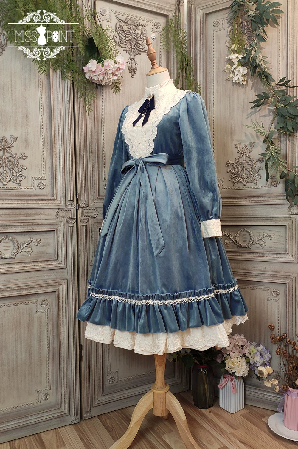 (BFM)Miss Point~Customized Lolita Dress Vintage Elegant Velvet OP Dress 32520:391646