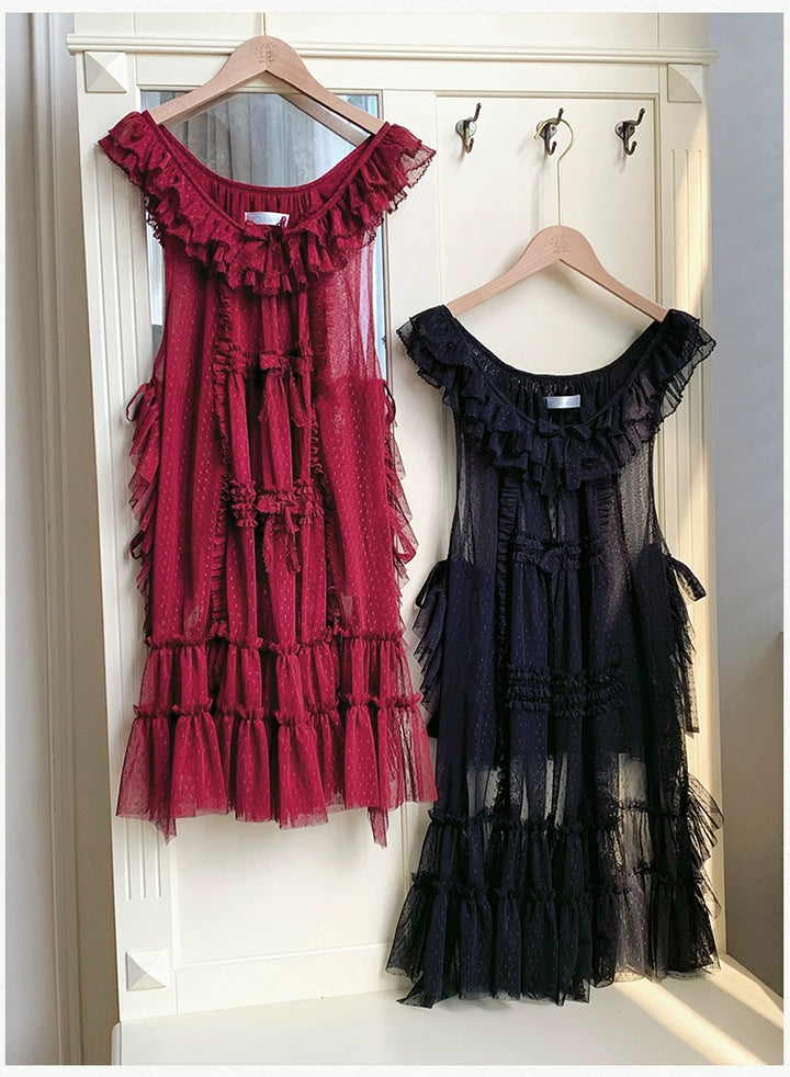With PUJI~Letters and Poetry~Classic Lolita Tulle Over-Skirt for Summer