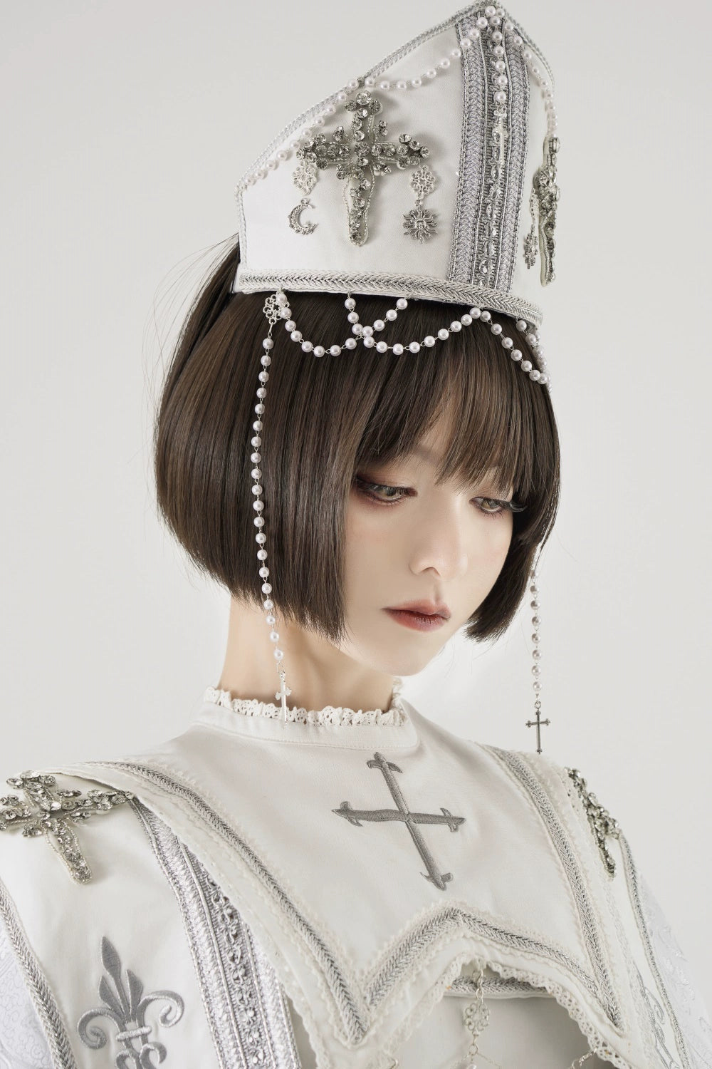 LeMiroir - Moonlit Prayer - Nun Lolita Crown, Elastic Headscarf