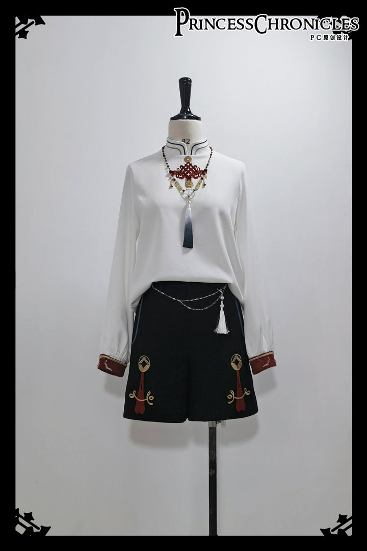 Princess Chronicles~Fortune and Treasure~Chinese Style Ouji Lolita Shorts Set with Cash Coins Details Necklace Only (free size please select M ) S