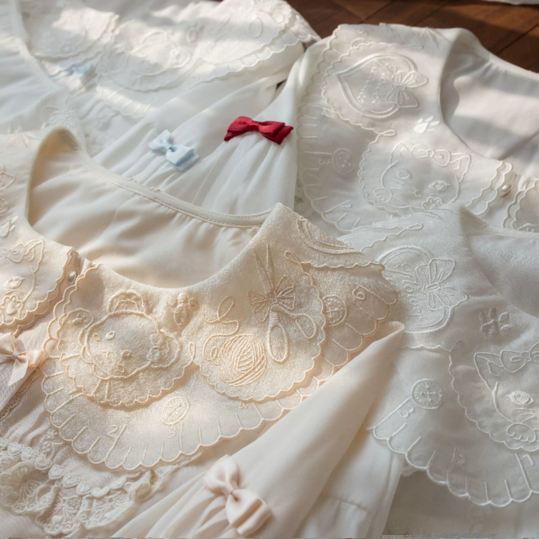 Flower Banquet~Sweet Lolita Blouse Embroidered Shirt with Long Sleeve   