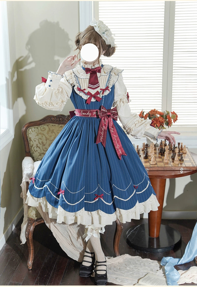 Buling Moon - Sweetheart Puppet - Retro Lolita OP Elegant Daily Lolita Dress S Blue OP only
