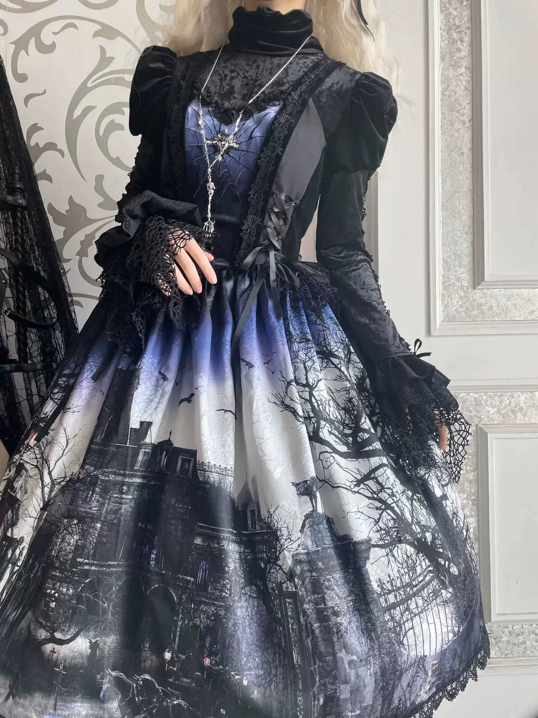 LilithHouse~Horror House~Gothic Lolita JSK with Spooky Castle Print