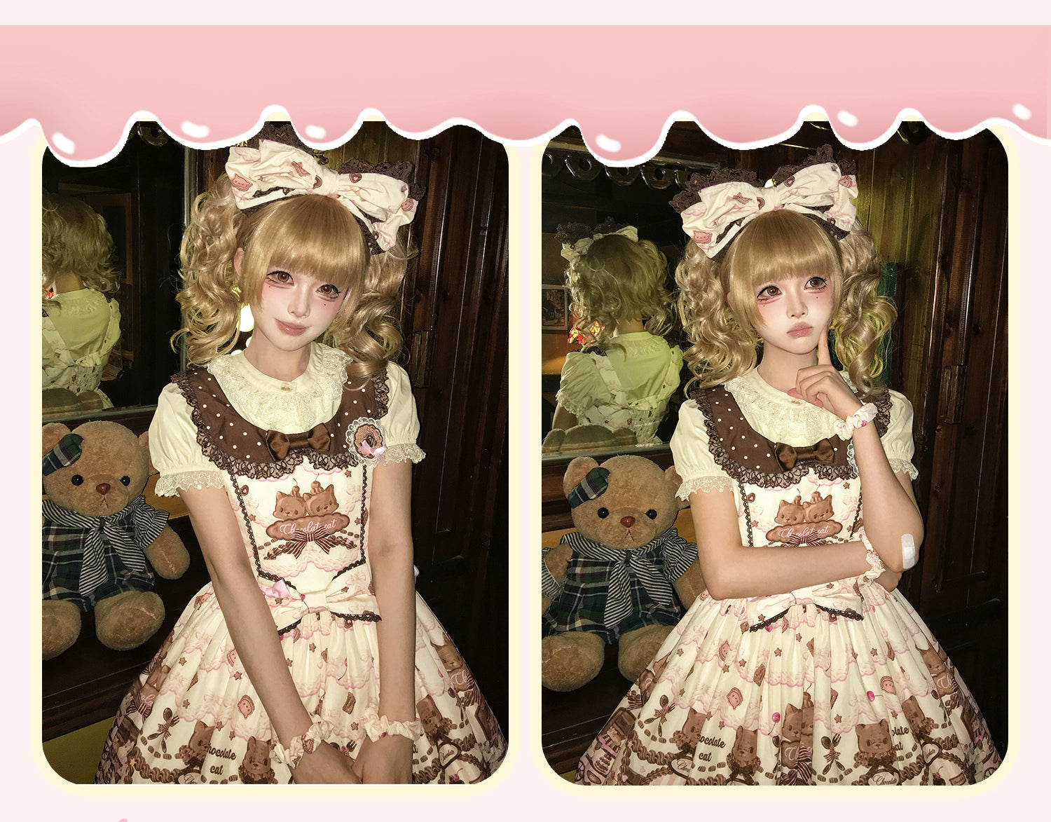 Sweet Dream Sheep - Chocolate Cat - Kawaii Lolita JSK, Cat & Chocolate Print 43857:787363
