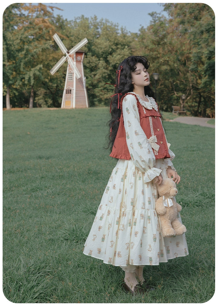 (Buyforme)With Puji~PH-Style 3-tiered Lolita OP and Vest   