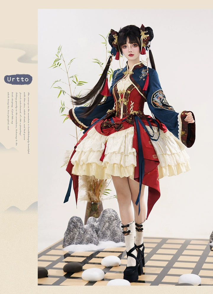 Urtto~Fengming Yaoshan~Winter Qi Lolita JSK Set with Chinese Style Cape and Bolero