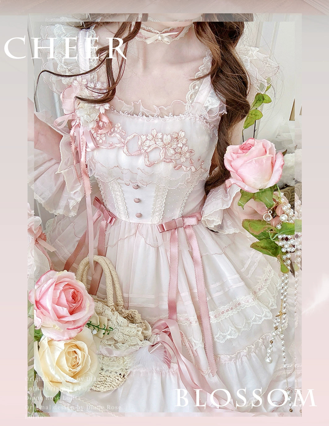 MieYe - Cherry Blossom - Pink Sweet Lolita Tiered Dress