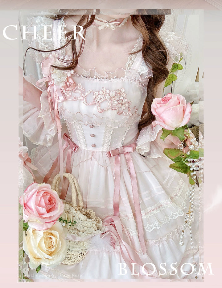 MieYe - Cherry Blossom - Pink Sweet Lolita Tiered Dress