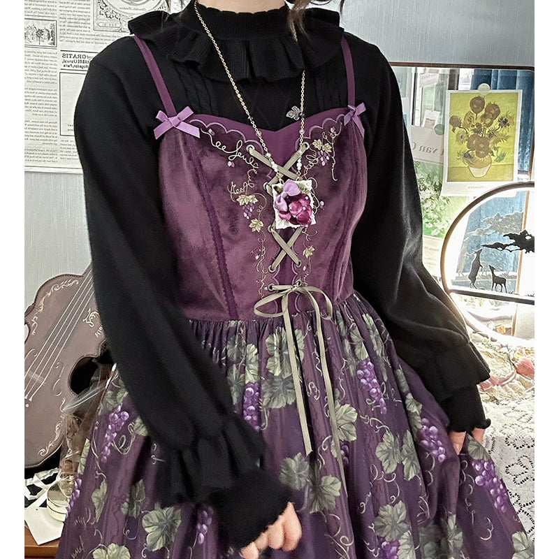 Forest Fluorescent Carps~Sweet Lolita Sweater Autumn and Winter Lolita Inner Wear (Black / L M S XL) 40512:662056