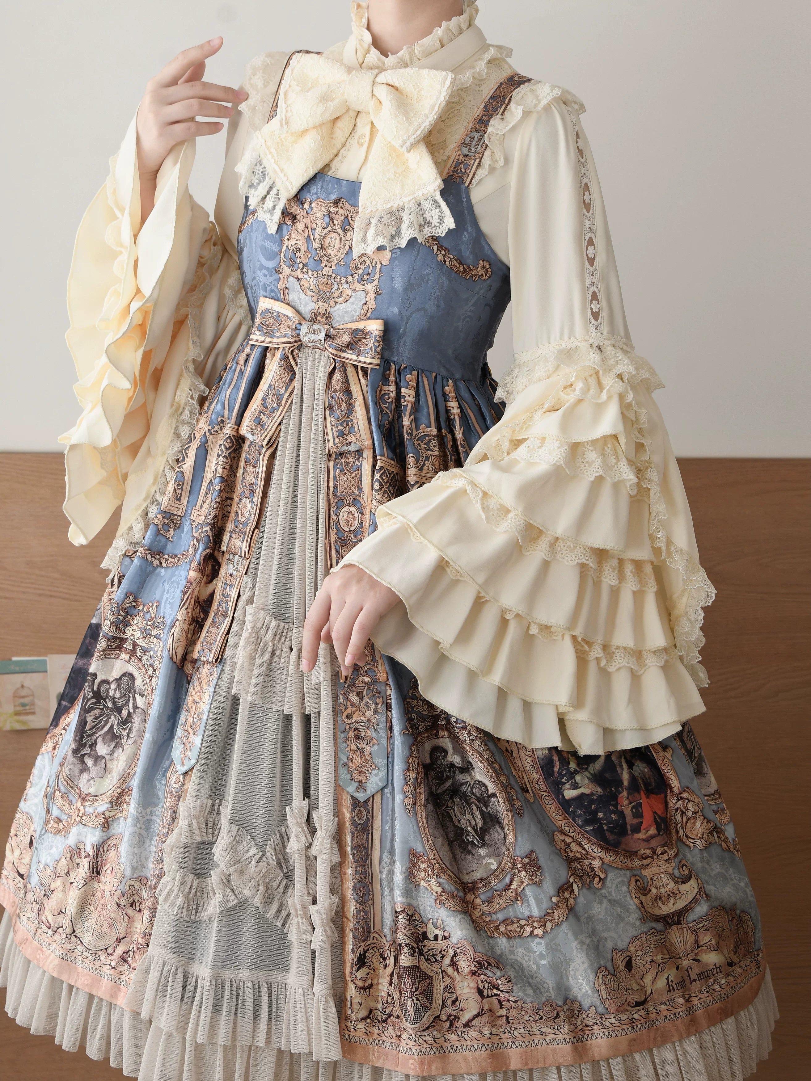 Snow Mochi - Classic Lolita Hime Sleeve Shirt, Lace Accent 44497:811298