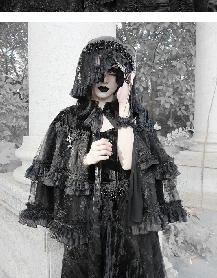 Blood Supply - Misty - Gothic Lolita Halloween Black Lace Veil