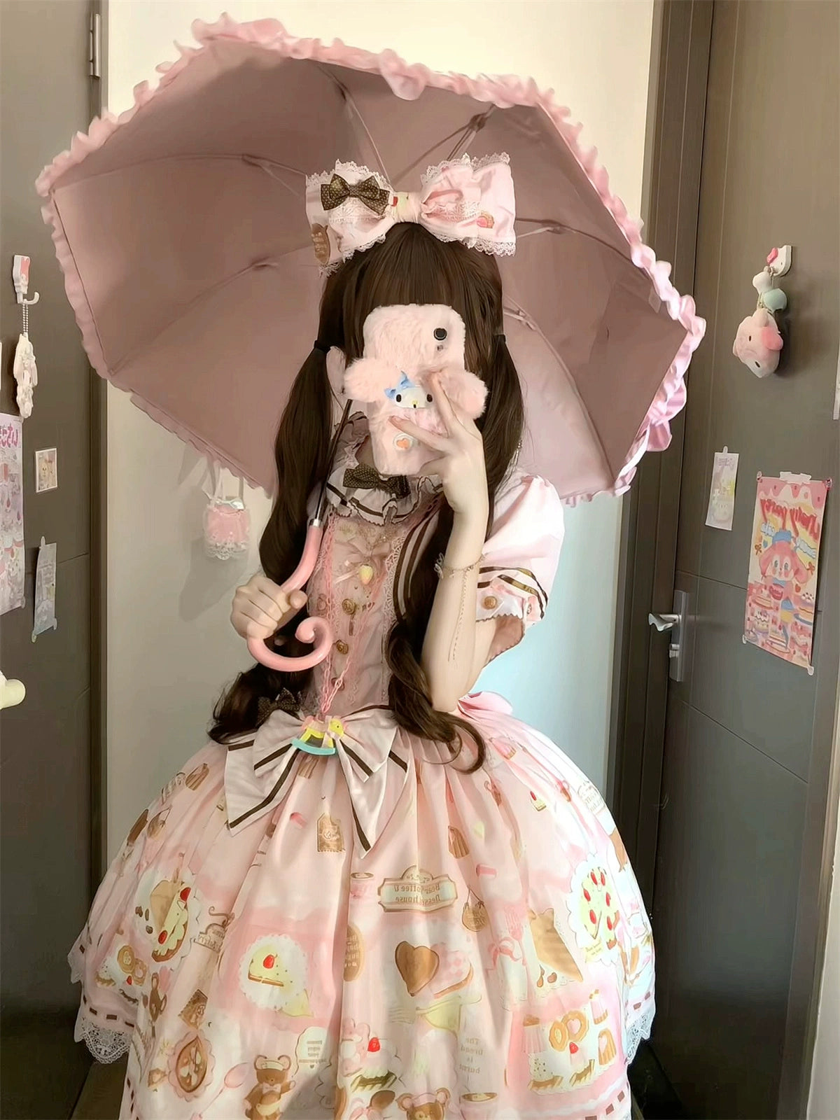 Babyblue - Dream Teahouse - Dessert Print Kawaii Lolita OP Dress Suit 43332:773737