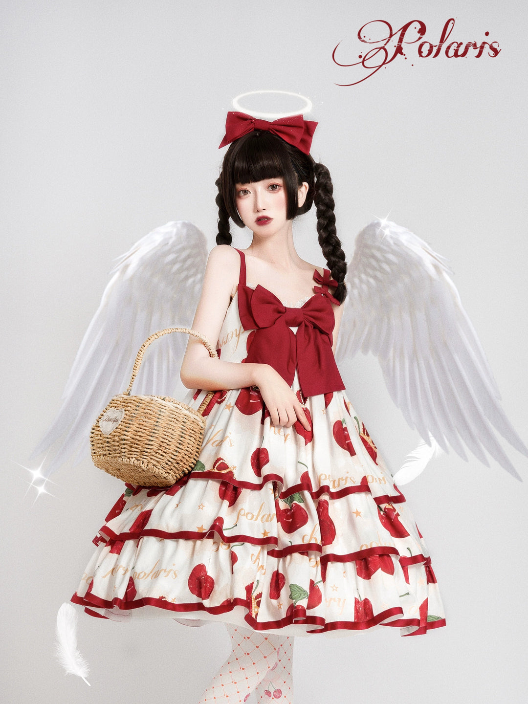 Polaris Lolita~Cherry Crown~Sweet Lolita JSK Three-tiered Skirt Dress