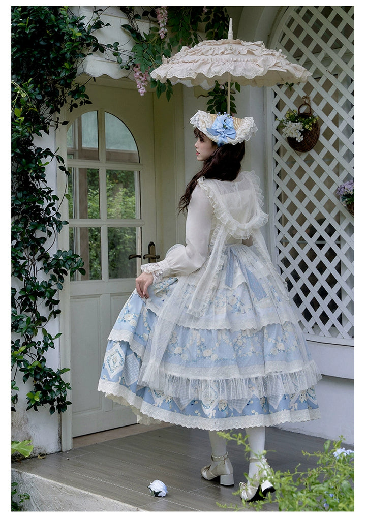 With PUJI~Letter and Poetry~Classic Lolita JSK Suit Four-tiered Twins Dress