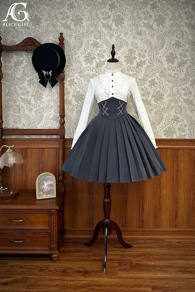 (BFM)Alice Girl~Two-Piece Lolita Dress~Detective Butler Blazer Long Sleeve OP XS Black (short OP dress only) 
