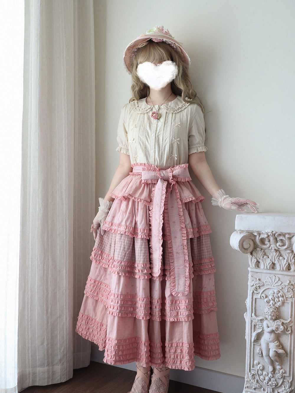 Miss Point~Garden Sunflower~Country Lolita SK Patchwork Tiered-Ruffles Skirt