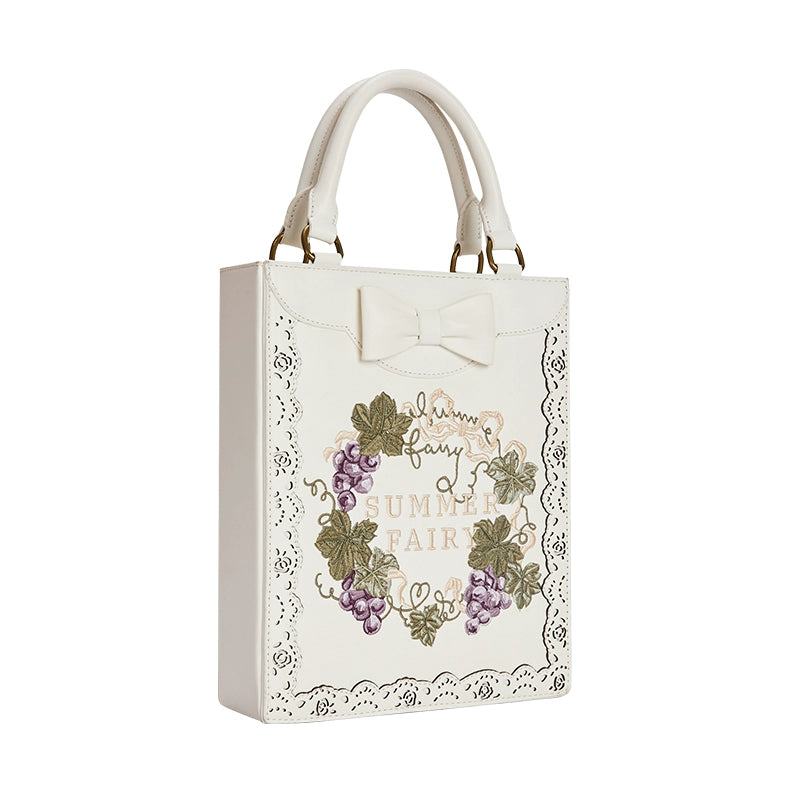 Momo~Loire Vineyard~Country Lolita Heels Shoes PU Handbag F 3.0 PU bag - white 