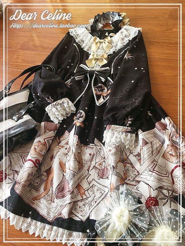 Dear Celine - Cat Professor's Magic Class - Daily Lolita OP Dress Long Sleeve Dress