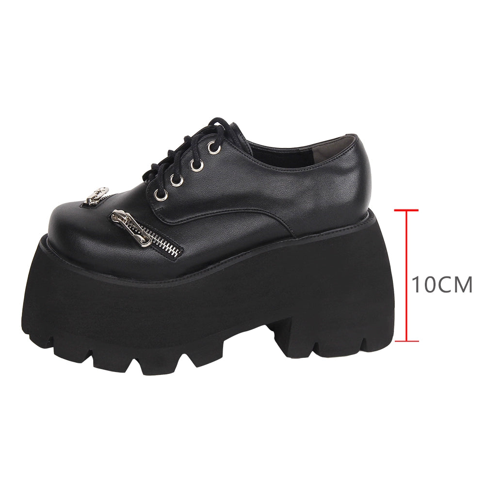 Angelic Imprint - Punk Lolita Round Toe Black Platform Shoes 34 black