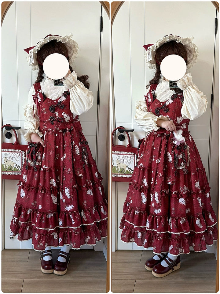 Miss Point~Forest Berry Bunny~Sweet Lolita JSK Elegant Bunny Print Dress