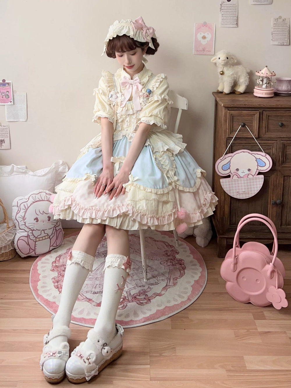 Uncle Wall Original~Dreamy Macaron~Sweet Lolita JSK Dress Solid Color Shirt   