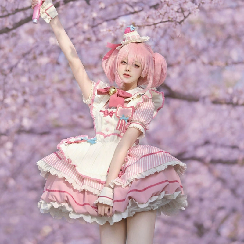 Sakurahime~Berry Bubble~Cute Lolita OP Dress Two Kawaii Styles XS OP + apron (flower bud style) 