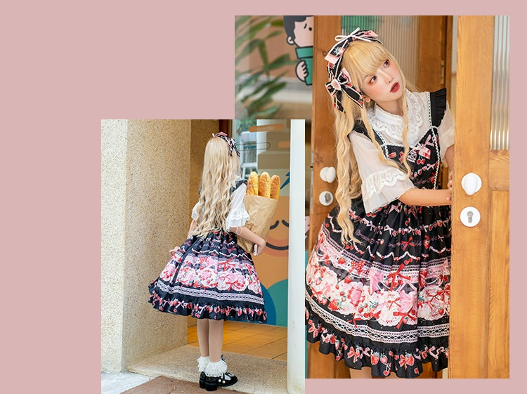 OCELOT~Sweet Lolita Lolita JSK and SK Rabbit Strawberry Dress 40646:670340