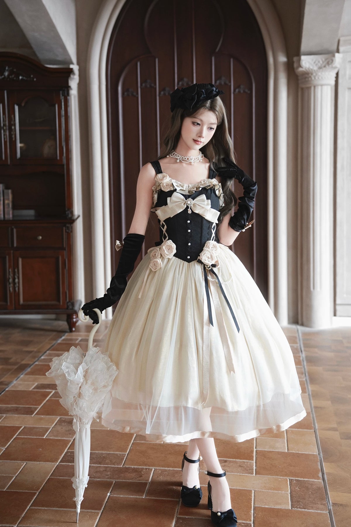 Classic Lolita Corset JSK Dress with 3D Rose Decor
