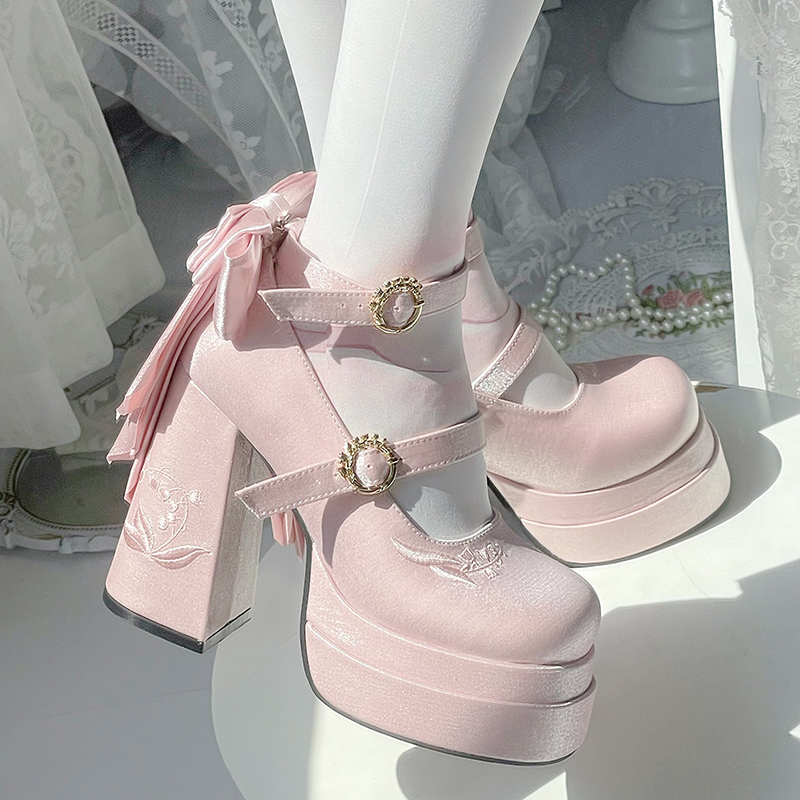 Dreamland~Floating Dream Lily~Elegant Lolita High Heel Shoes Butterfly Knot Shoes   