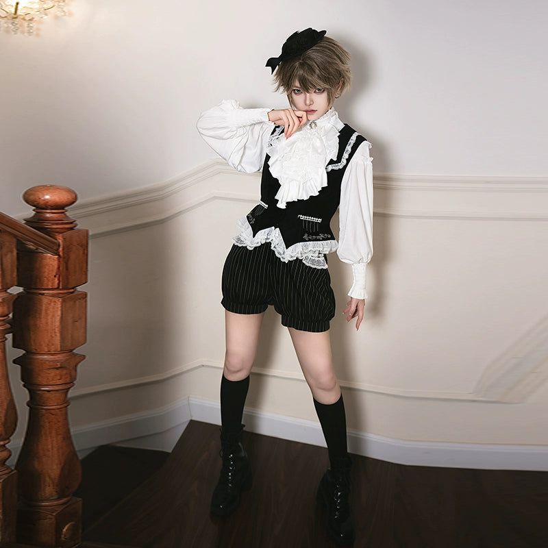 With PUJI~Night Banquet~Ouji Lolita Outfit/Maid Lolita OP Twin Lolita Suit   