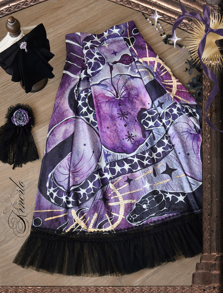 Krncrlo~Laocoon~Gothic Lolita SK Suit With Purple Snake & Apple Print (2XL L M S XL XS) 43289:772506