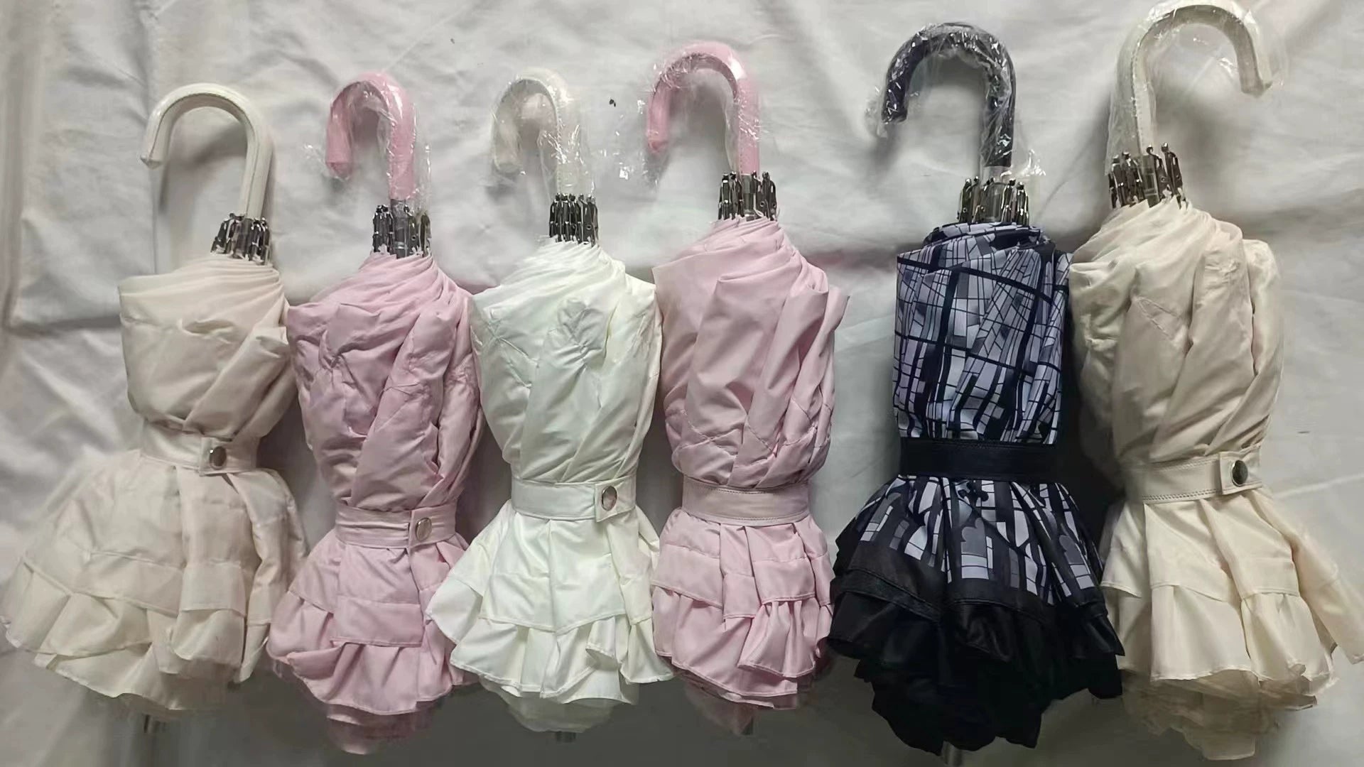 Foldable Lolita Parasol, Layered Ruffle & Window Print Style 45734:860789