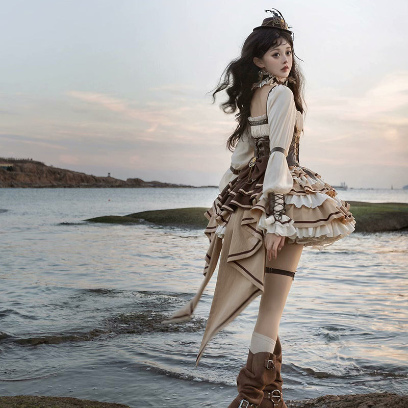 Sakurahime - Time Sand Rear - Punk Lolita OP Cute Daily Lolita Dress S Trailing