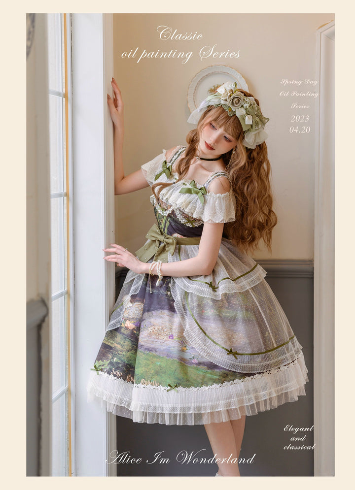 (BFM)Alice In Wonderland~Vintage Elegant Lolita JSK Dress Palace Style Summer Dress   