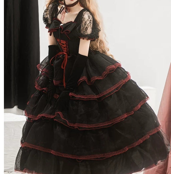 Daydream Whisper~Shisan District~Wedding Lolita OP Suit with Angel Demon Wings (2XL 3XL 4XL L M S XL) 42270:734403